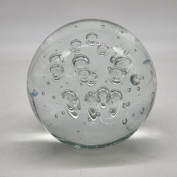 Large Murano Style Glass Bubbles Paperweight Orb Decor 4" Clear - Picture 7 of 9